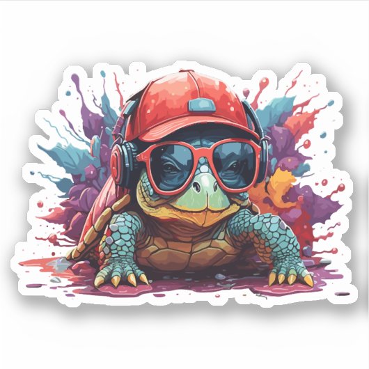 Sticker turtle animal art I cool cute turtle (Devant)