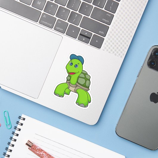 Sticker Turtle Cap (Ordinateur portable avec iPhone)