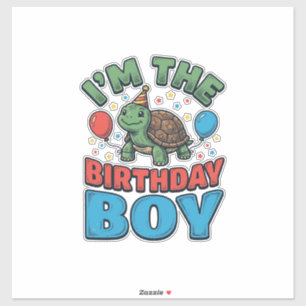 Sticker Turtle Garçon d'anniversaire Vintage Conception de