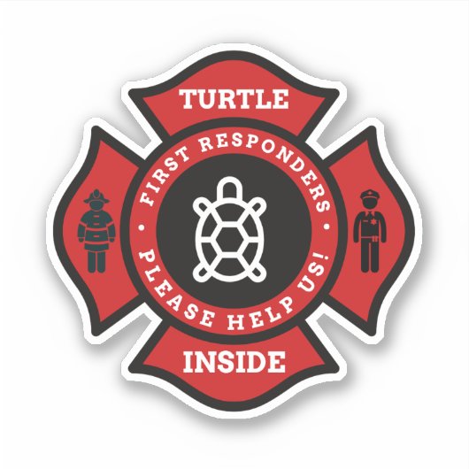 Sticker Turtle Inside Pet Alert For Fire Department (Devant)