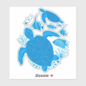 Sticker Turtle Ocean Reef Cool Bleu (Feuille)