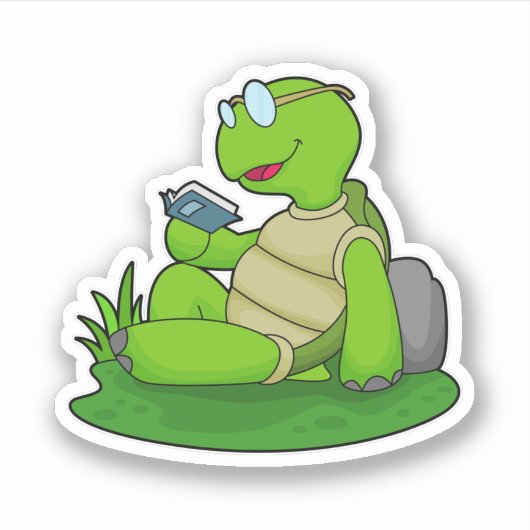 Sticker Turtle Reading Book (Devant)