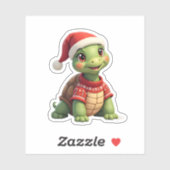 Sticker Turtle Ugly Sweater Santa Hat Christmas T-Shirt (1 (Feuille)