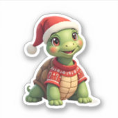 Sticker Turtle Ugly Sweater Santa Hat Christmas T-Shirt (1 (Devant)