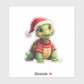 Sticker Turtle Ugly Sweater Santa Hat Christmas T-Shirt (1 (Feuille)