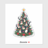 Sticker Tuxedo Chat Arbre de Noël Tuxedo Chat Lights Xmas (Feuille)