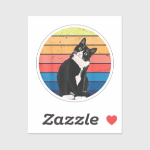Sticker Tuxedo Chat Cadeau Couleurs rétro pour Amoureux de