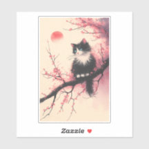 Tuxedo Chat sur la fleur de cerise esthétique japo