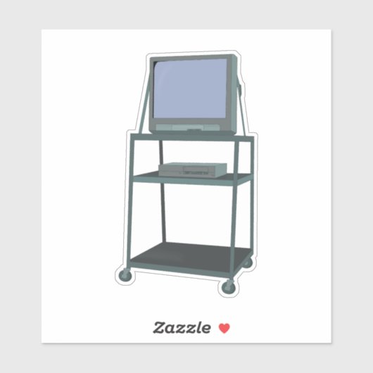 Sticker TV et chariot VCR Classe 80s 90s Funny School (Feuille)