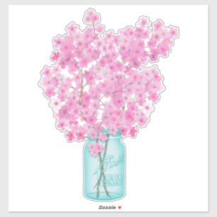 Sticker Twigs en fleurs de cerisiers en bocal