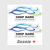 Sticker Twin Dolphins Scuba School (Feuille)