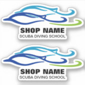 Sticker Twin Dolphins Scuba School (Devant)