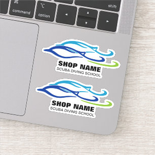 Sticker Twin Dolphins Scuba School