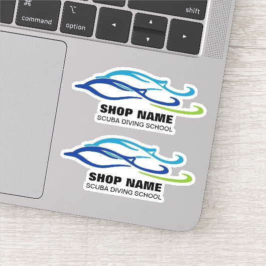 Sticker Twin Dolphins Scuba School (Détail)