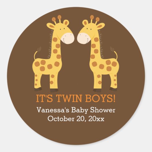 Sticker Twin Giraffes Twins Round Faveur (Devant)