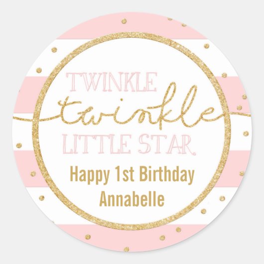 Sticker Twinkle rose et or pour anniversaire (Devant)