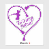 Sticker Twirling nouveau coeur pourpre 6X6 Décal (Feuille)