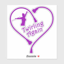 Twirling nouveau coeur pourpre 6X6 Décal