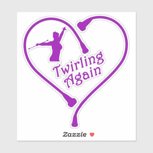 Sticker Twirling nouveau coeur pourpre 6X6 Décal (Feuille)