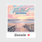 Sticker Tybee Island Georgia Sunrise Beach Savannah (Feuille)