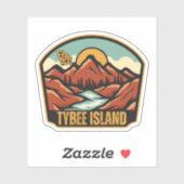 Sticker Tybee Island, Géorgie (Feuille)