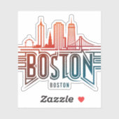 Sticker Typographie Boston City Skyline (Feuille)