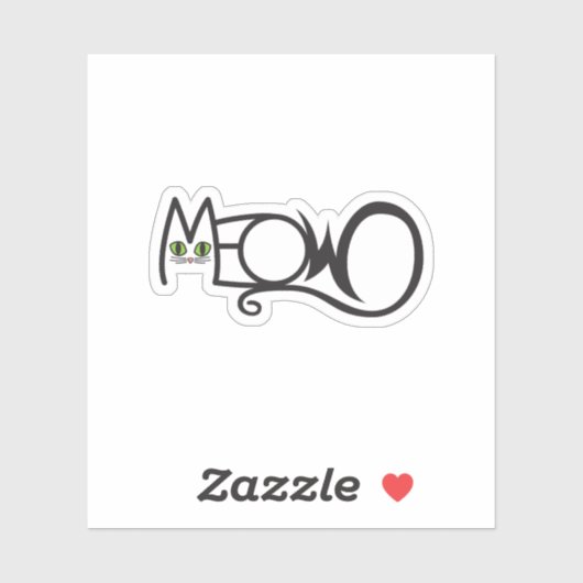 Sticker Typographie de chat Miaou (Feuille)