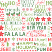 Sticker Typographie de Noël Rouge & Vert Motif sans coutur (Recto)