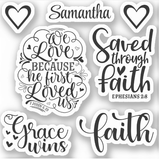 Sticker Typographie de script Foi chrétienne Écriture Bibl (Devant)