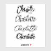 Sticker Typographie de script personnalisée Nom noir (Feuille)