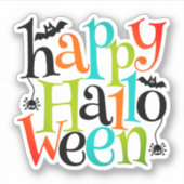 Sticker Typographie d'Halloween moderne Bats Araignées (Devant)