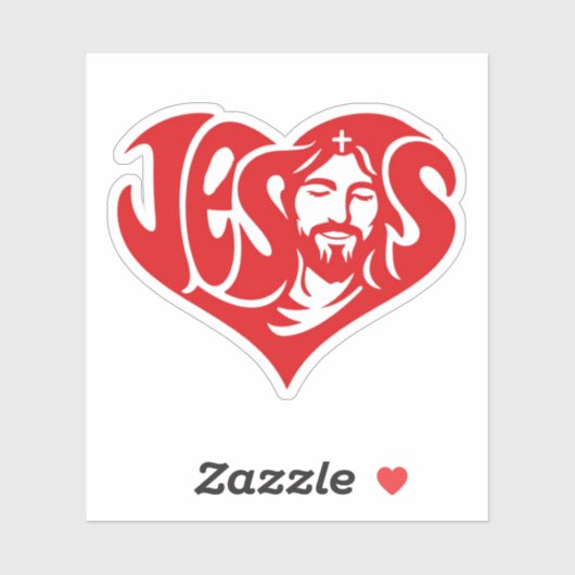 Sticker Typographie du cœur de Jésus (Feuille)