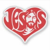 Sticker Typographie du cœur de Jésus (Devant)