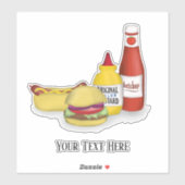 Sticker Typographie élégante Cute Colorful Hamburger (Feuille)