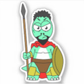 Sticker Tyrannosaurus Rex Habillé Comme Leonidas. (Devant)