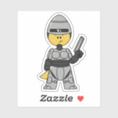 Sticker Tyrannosaurus Rex Habillé Comme Robocop. (Feuille)