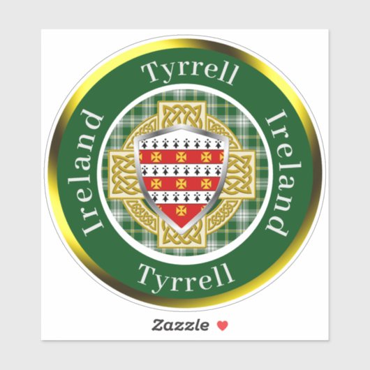 Sticker Tyrrell Irish Shield/Celtic Cross Personalized (Feuille)