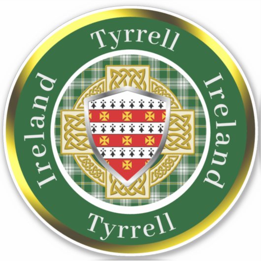 Sticker Tyrrell Irish Shield/Celtic Cross Personalized (Devant)