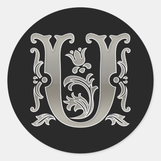 Sticker U rond initial en argent (Devant)