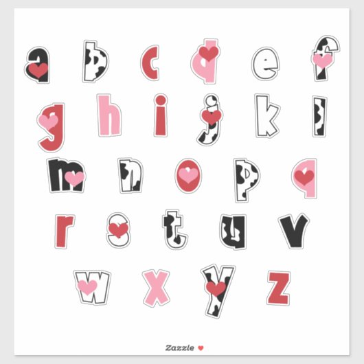 Sticker Udderly Love [alphabet minuscule] (Feuille)