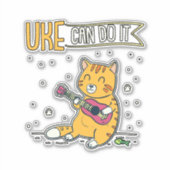 Sticker UKE Peut Le Faire Ukulele Ukelele Cat Guitare Musi (Devant)