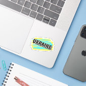 Sticker Ukraine (Ordinateur portable avec iPhone)