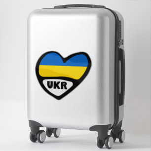 Sticker Ukraine Code de pays Coeur du drapeau, UKR
