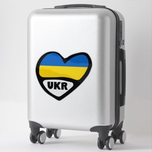 Sticker Ukraine Code Pays Coeur Drapeau, UKR (Sur valise)