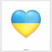 Sticker Ukraine Couleurs Jaune Et Bleu Contour Coeur (Feuille)