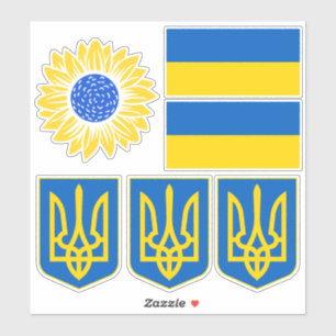 Sticker Ukraine Drapeau Trident Tournesol Soutien ukrainie