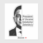 Sticker Ukraine Président Zelenskyy Half Portrait B&W (Feuille)