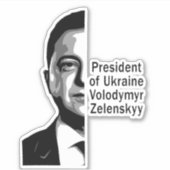 Sticker Ukraine Président Zelenskyy Half Portrait B&W Art (Devant)