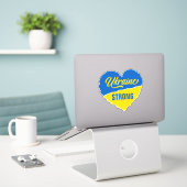 Sticker Ukraine Soutien fort Paix Ukraine Drapeau Coeur (Ordinateur portable sur le bureau)