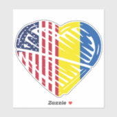 Sticker Ukraine USA American Flag Heart (Feuille)